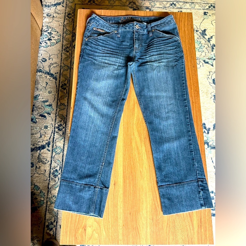 Bubblegum USA capri jeans sz 11/12, mid rise, cute patch, stretch, lightweight